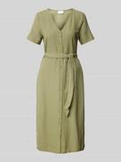 Sukienki - Sukienka o długości do kolan z wiązanym paskiem model ‘PRISILLA’ - miniaturka - grafika 1