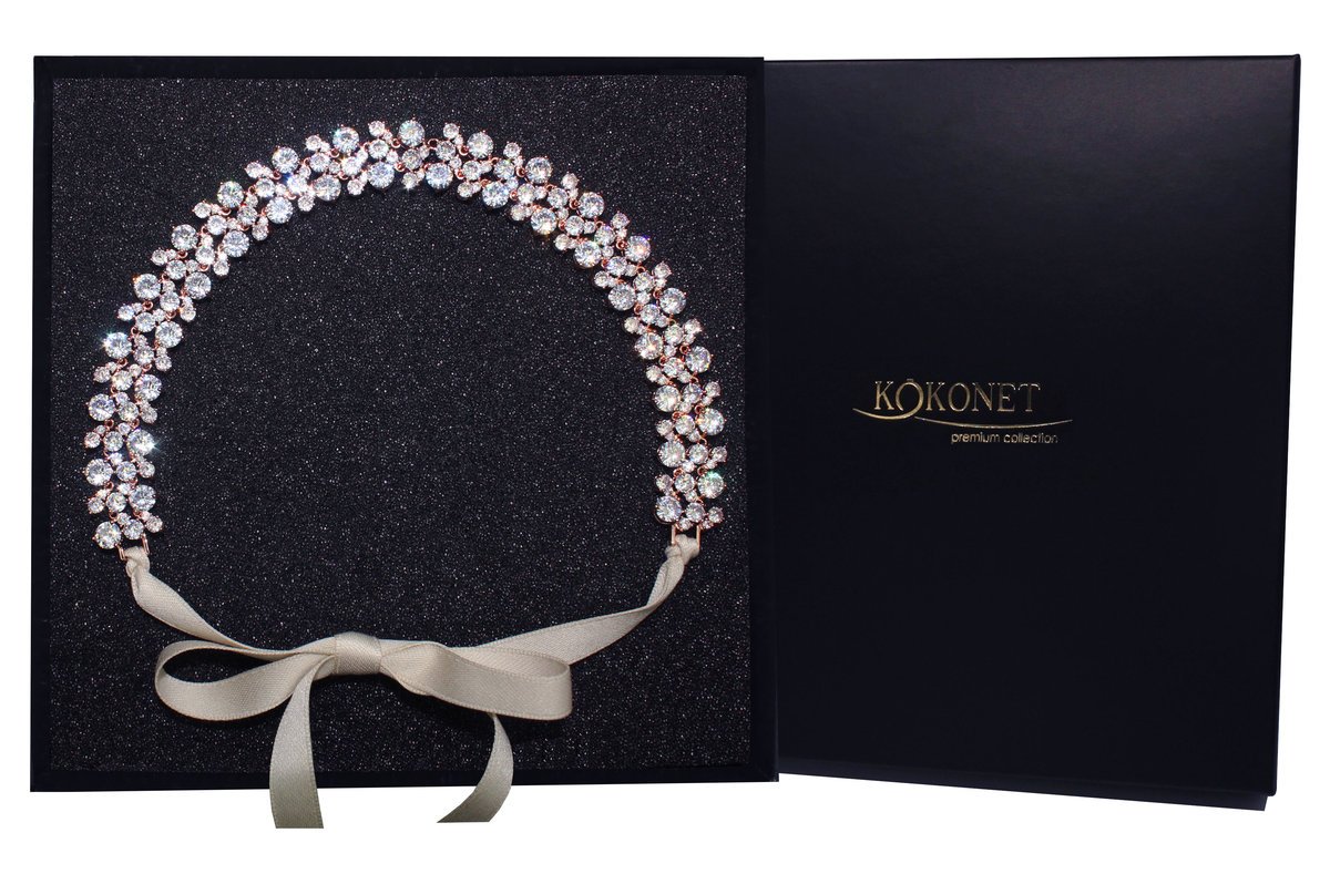 KOKONET, Opaska Ślubna Na Wstążce Elegancka Szeroka, Rose Gold Pas