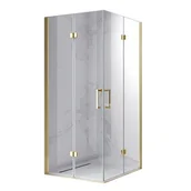 Kabiny prysznicowe - Kabina prysznicowa drzwi składane złota kwadratowa 70x70 KZ08AG - miniaturka - grafika 1