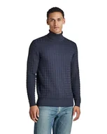Bluzy męskie - G-STAR RAW Męska bluza stołowa Turtle Knit, Blue (Salute D167-c742), XS - miniaturka - grafika 1