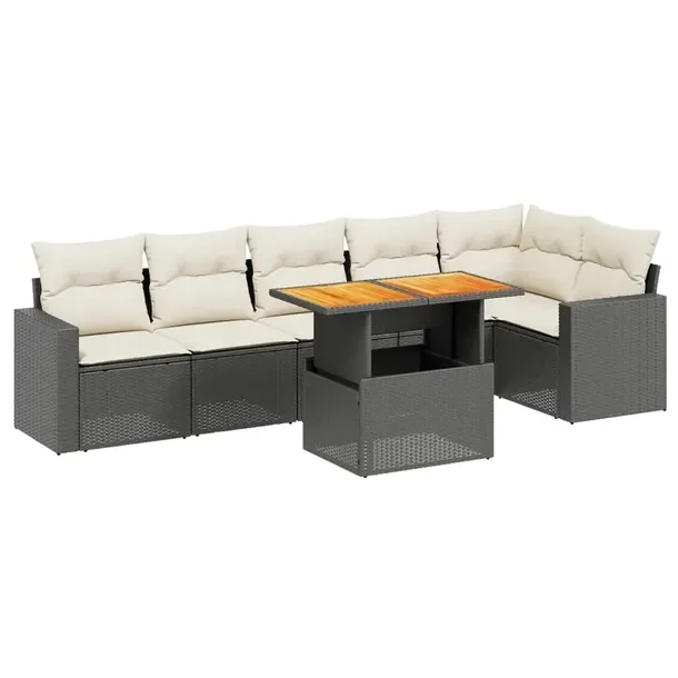 Zestaw mebli ogrodowych z rattanu PE, czarny, wymiary: 62x62x69 cm, 55x62x6