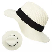 Czapki damskie - KAPELUSZ DAMSKI SŁOMKOWY NA LATO FALOWANY KOLORY - KPL-LX23-036-ECR - miniaturka - grafika 1