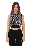 Koszulki i topy damskie - Pinko Foca Top Żakard Mieszane Wełna L Moda Kobiety Biustonosz, Zb2_czarny/kość słoniowa, L - miniaturka - grafika 1