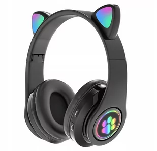 Słuchawki dla dzieci kocie uszy bluetooth b39 led czarne - Słuchawki - miniaturka - grafika 1