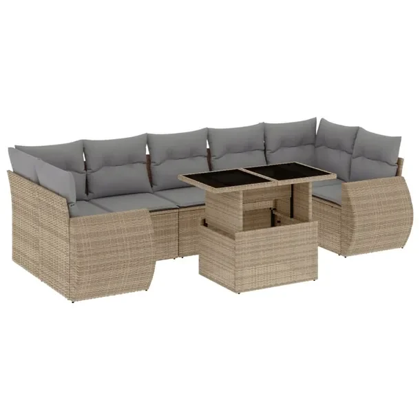 Zestaw mebli ogrodowych modułowych beżowy rattan PE, 62x62x69 cm