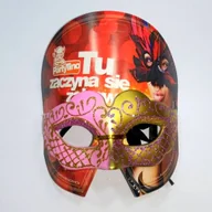 Dodatki do strojów karnawałowych - Maska wenecka, różowo-złota - miniaturka - grafika 1