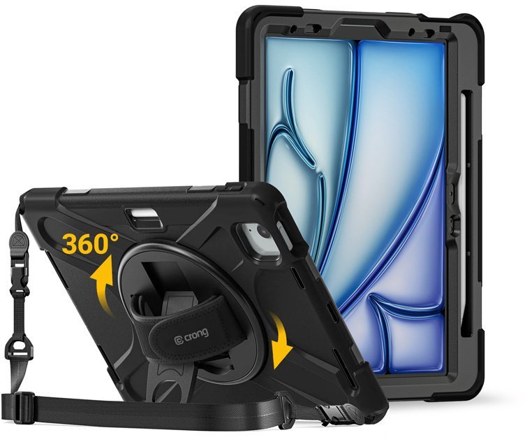 Etui na tablet Crong Defender Plus – Pancerne etui iPad Air 11” M3 2025 / M2 2024 czarny CRGDPIPDA11BLK