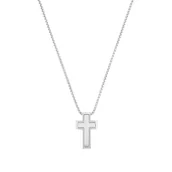 Naszyjniki męskie - s.Oliver Łańcuszek z zawieszką ze stali nierdzewnej męski naszyjnik ze skóry, srebrny, krzyż, dostarczany w pudełku prezentowym, 55+5, Stal nierdzewna, bez - miniaturka - grafika 1