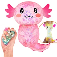 Zabawki sensoryczne - Axolotl Antystresowy Sensoryczny Gniotek Gumowy Do Ugniatania Glitter Aksolotl - miniaturka - grafika 1