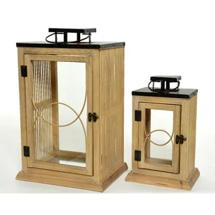 Latarnia drewniana 2 sztuki - Lampiony i znicze - miniaturka - grafika 1