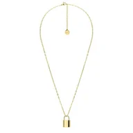 Naszyjniki - Pozłacany naszyjnik z kłódką pod grawer stal szlachetna - Manoki - miniaturka - grafika 1