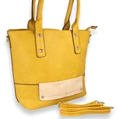 Torebki damskie - Torebka damska klasyczna z długim paskiem żółta - miniaturka - grafika 1