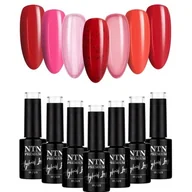 Lakiery hybrydowe - 7x Lakier Hybrydowy Ntn 5g Czerwony Walentynkowy Zestaw 7w1 Do Paznokci - miniaturka - grafika 1