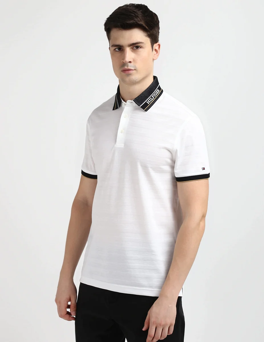 Tommy Hilfiger biała elegancka koszulka polo męska z logo rozmiar M