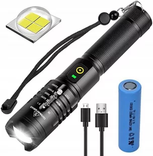 Mocna Latarka Taktyczna Led Powerbank Usb Zoom - Latarki - miniaturka - grafika 1