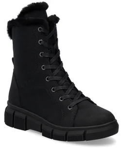 Buty damskie zimowe botki ocieplane czarne wysokie Rieker X3402-00-38 - Botki damskie - miniaturka - grafika 1
