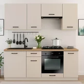Meble kuchenne - Zestaw Mebli Kuchennych MODERN 200 cm Kaszmir/Biały Nowoczesny - miniaturka - grafika 1