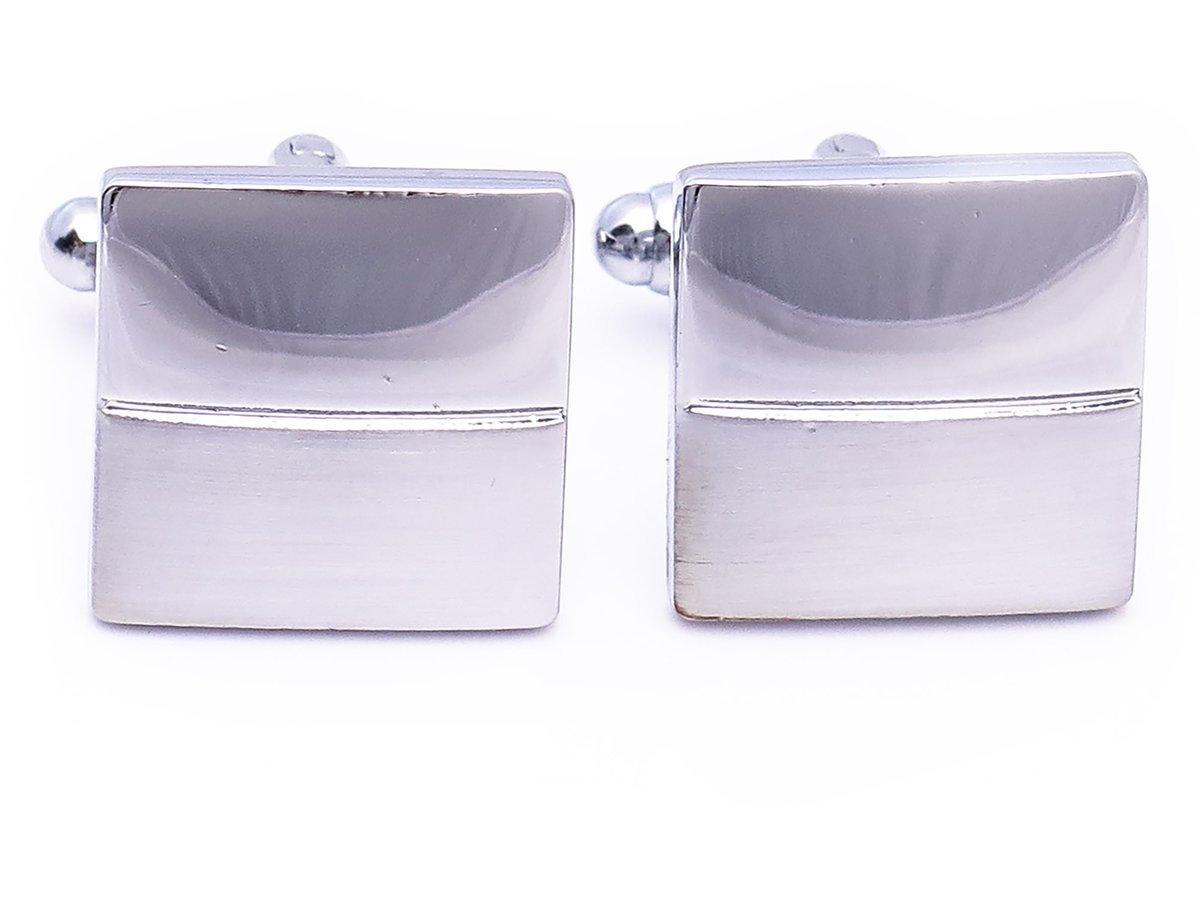 Kwadratowe matowo-błyszczące spinki do mankietów N79