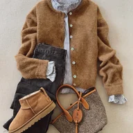 Swetry damskie - TEMU Elegancki, stylowy kardigan z muszelkowymi guzikami - miękki, kremowy sweter z otwartym przodem, spadzistymi rękawami, długimi dzwonikowymi - miniaturka - grafika 1