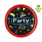 Naczynia i sztućce jednorazowe - Talerzyki papierowe Gaming Party 20cm 8szt - Godan - miniaturka - grafika 1