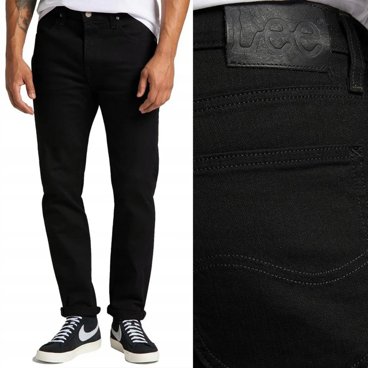 Lee Austin regular tapered Clean Black czarne spodnie jeansowe W30 L34