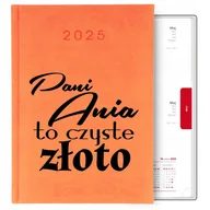 Notesy i bloczki - KALENDARZ PLANER dzienny A5 2025 POMARAŃCZOWY Pani IMIĘ to złoto - miniaturka - grafika 1