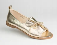 Półbuty damskie - Sandały damskie półbuty GOODIN GD-FL859 skóra eko złote lekkie wsuwane 36 - miniaturka - grafika 1