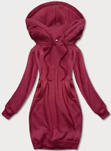 DŁUGA BLUZA DRESOWA BORDOWA (YS10005-21) - J.STYLE - Bluzy damskie - miniaturka - grafika 1