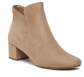 Botki damskie - TAMARIS DAMSKIE BOTKI BEŻOWE NA OBCASIE 39 J8A - miniaturka - grafika 1