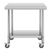 Meble gastronomiczne - Stół ze stali nierdzewnej na kółkach - 60 x 90 cm - 145 kg ROYAL CATERING 10012816 RCAT-90/60-W - miniaturka - grafika 1