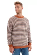 Bluzy męskie - Trendyol Męska bluza z okrągłym dekoltem, w paski, wielbłądzi, 2XL, Wielbłądzi, XXL - miniaturka - grafika 1