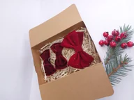 Ozdoby do włosów - Zestaw kokardek do włosów czerwona i bordowe welurowe eleganckie spinki handmade - miniaturka - grafika 1