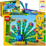 Klocki - Lego Creator 3W1 Prezent - Egzotyczny Paw Ważka Motyl Klocki + Ebook - miniaturka - grafika 1