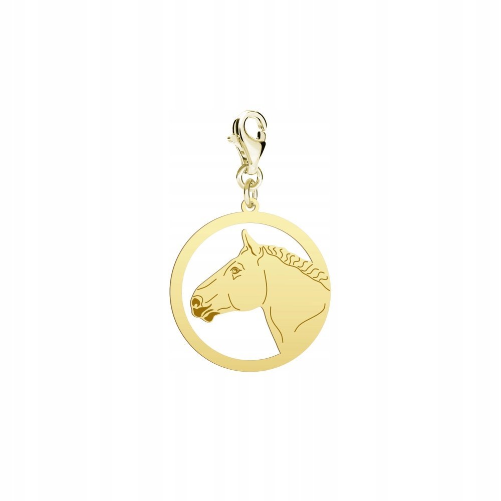 Charms Złoty Koń Belgijski 925 Prezent Biżuteria Kobieta DEDYKACJA GRATIS