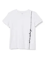 Koszulki i topy damskie - Armani Exchange Damska koszulka z logo Signature Crew Neck Cotton Jersey Tee T-Shirt, biały, M - miniaturka - grafika 1
