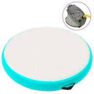 Maty do ćwiczeń - VidaXL Mata gimnastyczna z pompką, 100x100x20 cm, PVC, zielona - miniaturka - grafika 1