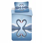Pościel dla dzieci - Pościel 140x200 Łabędzie Romantyczny Wzór Niebieska Elegancka - miniaturka - grafika 1