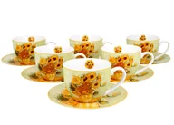 Filiżanki - Filiżanki do  kawy i herbaty porcelanowe ze spodkami DUO Sunflowers Vincent Van Gogh 280 ml 6 szt - miniaturka - grafika 1