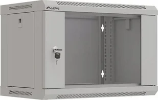 Szafa instalacyjna rack wisząca 19" 6U 540x350 szara drzwi przeszklone Lanberg Flat Pack - Szafy rack - miniaturka - grafika 1