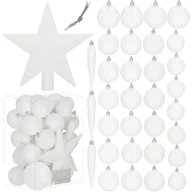Bombki - Bombki choinkowe 33 szt. zawieszki na choinkę ozdoby świąteczne z gwiazdą białe - miniaturka - grafika 1