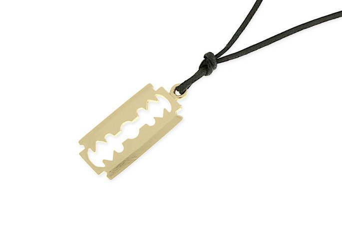 Wisiorek Na Czarnej Lince Złota Żyletka