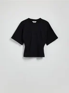 Koszulki i topy damskie - Reserved - Taliowany t-shirt - czarny - miniaturka - grafika 1