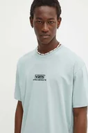 Koszulki męskie - Vans t-shirt bawełniany męski kolor turkusowy z nadrukiem VN000HFFM8I1 - miniaturka - grafika 1