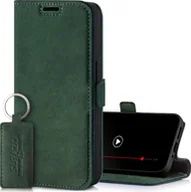 Etui i futerały do telefonów - Etui na telefon komórkowy SURAZO do Samsung Galaxy A54 skórzane etui z prawdziwej skóry [z kieszenią na kartę, RFID] skórzane etui z klapką (ciemnozielone) - miniaturka - grafika 1