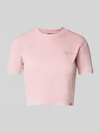 Koszulki i topy damskie - T-shirt krótki z prążkowaniem model ‘PLENTYWOOD’ - miniaturka - grafika 1