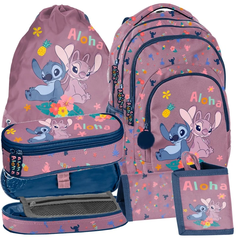 ZESTAW szkolny plecak piórnik portfel Disney Lilo i Stitch Aloha