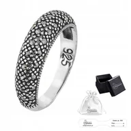 Pierścionki - Pierścionek Srebrny pr 925 Pierścień z Markazytami dla Niej Prezent r. 15 - miniaturka - grafika 1