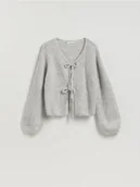 Swetry damskie - Reserved - Kardigan z wełną alpaki - jasnoszary - miniaturka - grafika 1