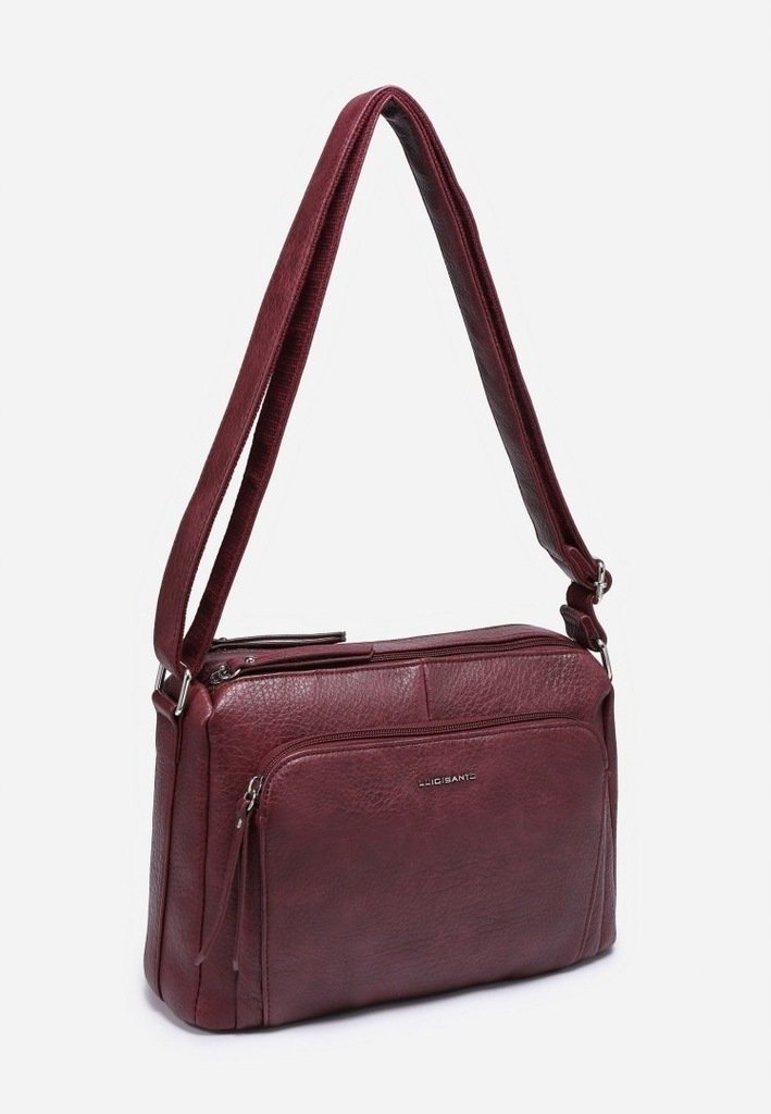 Stylowa Pojemna Listonoszka Torebka Damska Czerwona LUIGISANTO Pasek