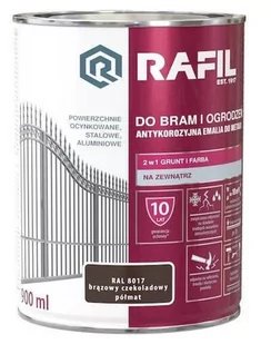 Emalia do bram i ogrodzeń Rafil brązowy czekoladowy 0,9L - Farby do metalu - miniaturka - grafika 1